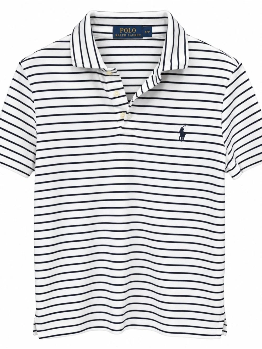 Ralph Lauren White & Navy Striped Polo Shirt